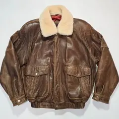 90s ビンテージ 短丈 レザージャケット G1 A2 襟ボア ラムレザー 羊革