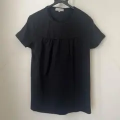 フリル付き襟　ブラック半袖Tシャツ　LLサイズ