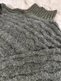 la peau de gem ケーブルニット　モスグリーン