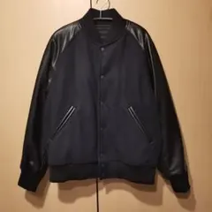 Lサイズ ユニクロ スタジアムジャンパー 合皮 キルティング ネイビー