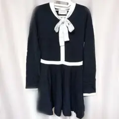 ミシェルマカロン　ボウタイ　ワンピース　ブラック　ニット