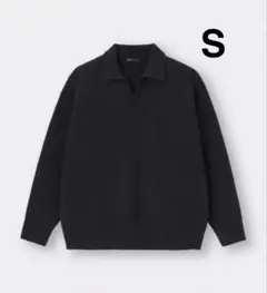 【新品・未使用】【完売品】GU ブラッシーニットスキッパーポロシャツ Sブラック