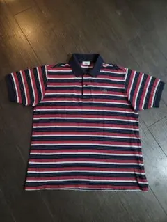 ○ LACOSTE ラコステ ボーダー ポロシャツ メンズ L