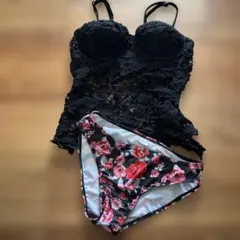 レースデザイン ブラック セパレート水着