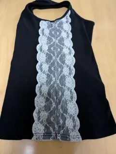 まとめ売りＯＫです。 両サイドにレース装飾の黒タンクトップ フリーサイズ