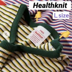 【美品】Healthknit｜コットン クルーネック ボーダー Tシャツ　Lのサムネイル