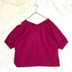 ノーリーズ◇半袖 Ｖネック カットソー Tシャツ 小顔効果 上品 綺麗め ピンクのサムネイル
