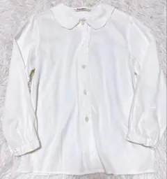 familiar 襟付き長袖シャツ サイズ120 お花刺繍 ホワイト