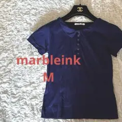 【マーブルインクmarbleinkM】ネイビー紺色襟付き半袖カットソートップスのサムネイル