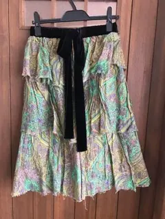 cher ペイズリー柄ベアトップワンピース