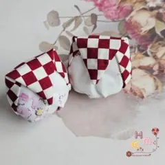 【セミオーダー】目・スタイル・パターンを選べる＊　ふくろう　マスコット　市松　赤