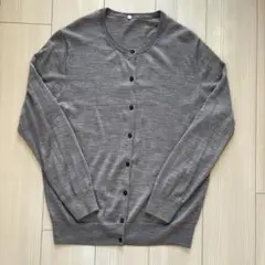 無印良品　ウールシルク　洗えるクルーネックカーディガン　グレー