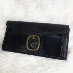 COACH コーチ 長財布 レガシー がま口 ターンロック レザー ブラック