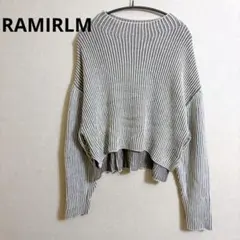 RAMIRLMリブ編み長袖セーター グレー&ホワイト おしゃれ レディース