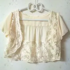 結婚式参列に♡クリーム色の可愛いレースボレロ