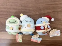 すみっコぐらし　てのりぬいぐるみ　とかげ本物・とかげ・ぺんぎん本物　クリスマス