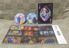 ディズニー　刺繍缶バッジ　美女と野獣　白雪姫　トランプ　ステッカー　プリンセス