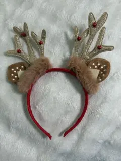 トナカイ カチューシャ クリスマス コスプレ ヘアアクセサリー 赤 ゴールド