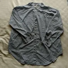 【大きいサイズ】3XL 青と白のストライプ長袖シャツ 青 ブラウス シャツ