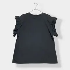 ZARA フリルスリーブ ギャザー シンプル コットン Tシャツ ブラック M