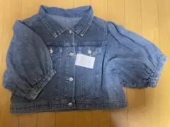 【新品】Mサイズ ライトブルー パフスリーブ デニムジャケット　淡水色