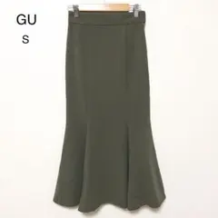 GU ジーユー マーメイドロングスカート オリーブ カーキ S レディース