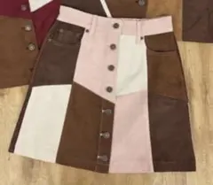 パッチワークスエードミニスカート