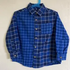 UNIQLO キッズ 長袖シャツ 110 青チェック　フランネルシャツ
