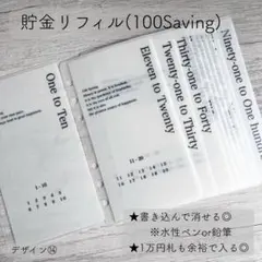 Savingリフィル A6 100 saving デザイン⑭ １０枚セット