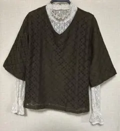 【美品】七分袖カットソー4L ‼︎ 上品なレース‼︎ 多様性あり‼︎ 合わせ易い‼︎