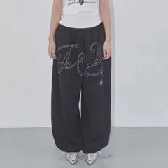 PELLICULE stone-deco sweat pants BLACK - メルカリ