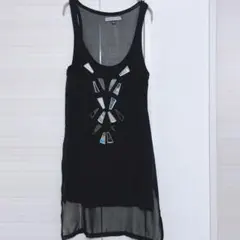 ⭐︎Bershka レディース ブラック タンクトップ 透け感　春夏のサムネイル
