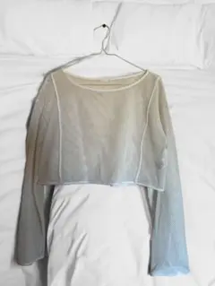 メッシュ クロップド カーディガン