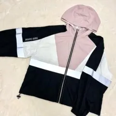 美品 即日発送 配色 フード付き カラーブロック ジャンパー 軽量 Mサイズ