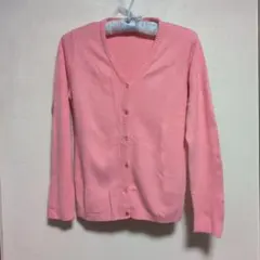 春ピンク 　Vネック カーディガン 薄めで脱ぎ着しやすい　最終価格
