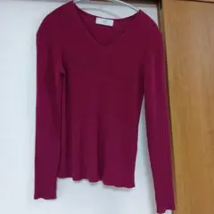 SLOBE IENA リブ編み長袖ニット ワインレッド