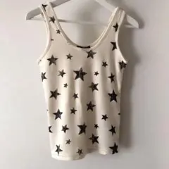 タンクトップ・アイボリー×黒星柄・PJ・マイハニービー・新品・サイズSのサムネイル