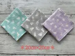 ダブルガーゼ＊ハンカチ＊ハンドメイド　ネコ　3枚セット