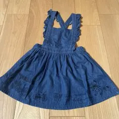 デニム ジャンバースカート フリル付き　110 春夏