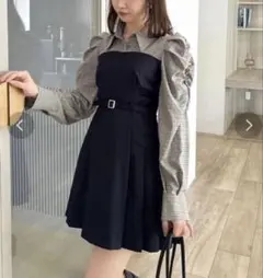 美品　dazzlin 長袖レイヤードシャツミニワンピース