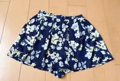 Honeys ハニーズ フレア キュロット スカートパンツ 花柄 ネイビー