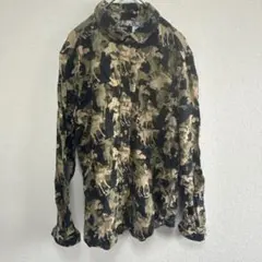 ビーディージー アニマル柄 シャツ レギュラー襟 長袖 M 緑 綿