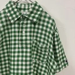 チャンピオン ポロシャツ レギュラーカラー 半袖 ギンガムチェック M 緑 綿のサムネイル