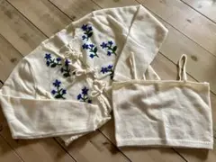 花柄刺繍カーディガンとキャミソールセット