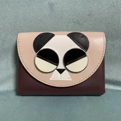kate spade パンダ カードケース／ボルドー×ピンク／美品