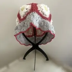 ハンドメイド　グラニースクエア　バケットハット　クロシェハット　お花柄