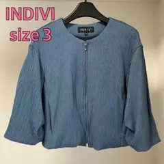 INDIVI インディヴィ　バルーンスリーブブルゾン　サイズ3 ブルーのサムネイル