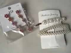 お花5連ピアス パール ヘアピン 新品セット