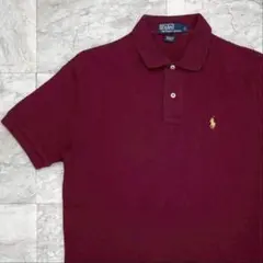 ポロバイラルフローレン　ポロシャツ　ワインレッド　メンズ　S　刺繍ロゴ　半袖