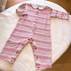 familiar 襟付きロンパース 70cm 赤と白